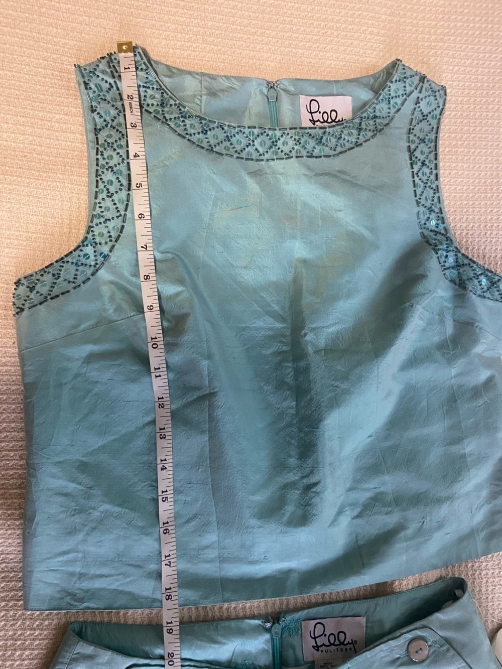 Lilly Pulitzer Vintage NWT 100% Silk 2 Piece Beaded Embroidered Floral Set 2 - Picture 14 of 16
